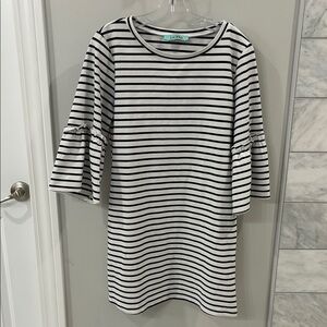 Karlie Black and White Striped Long Sleeve Dress